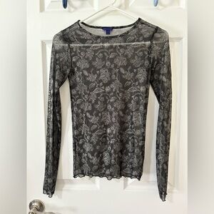 Aeropostale juniors long sleeve sheer floral top